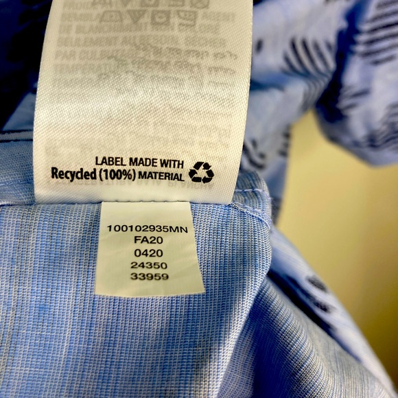 Tasso Elba, Men’s Cotton Casual Light Blue and Navy, Short Sleeve Button Up - Picture 7 of 7